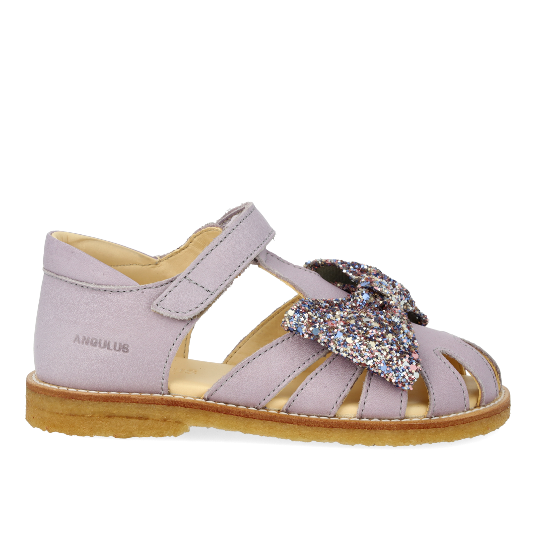 Sandalette mit Glitzerschleife und Klettverschluss