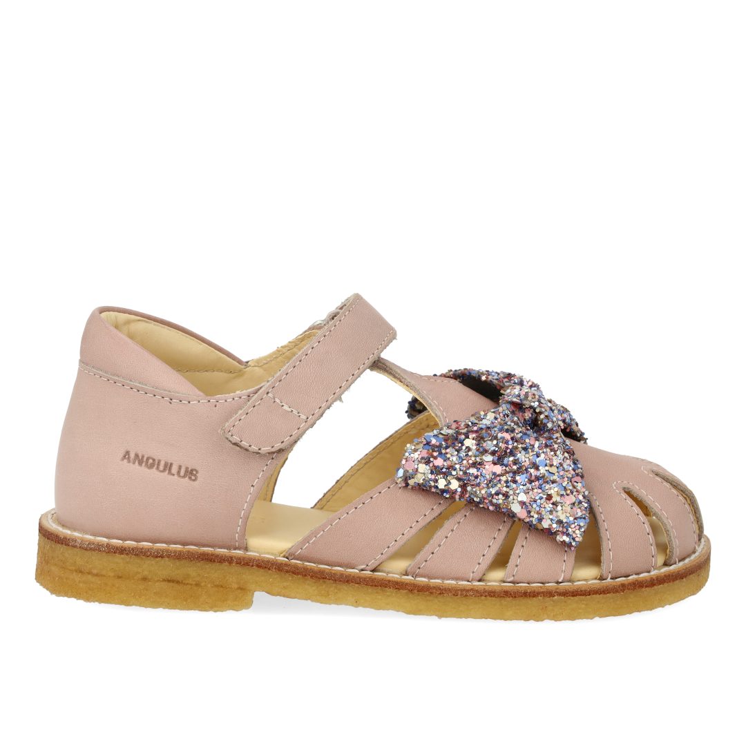 Sandalette mit Glitzerschleife und Klettverschluss