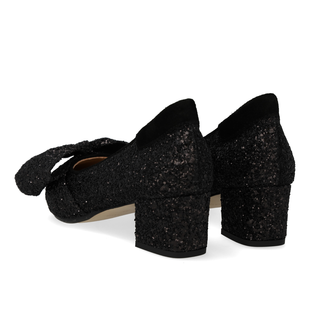 Pumps mit Schleife in funkelndem Glitzer