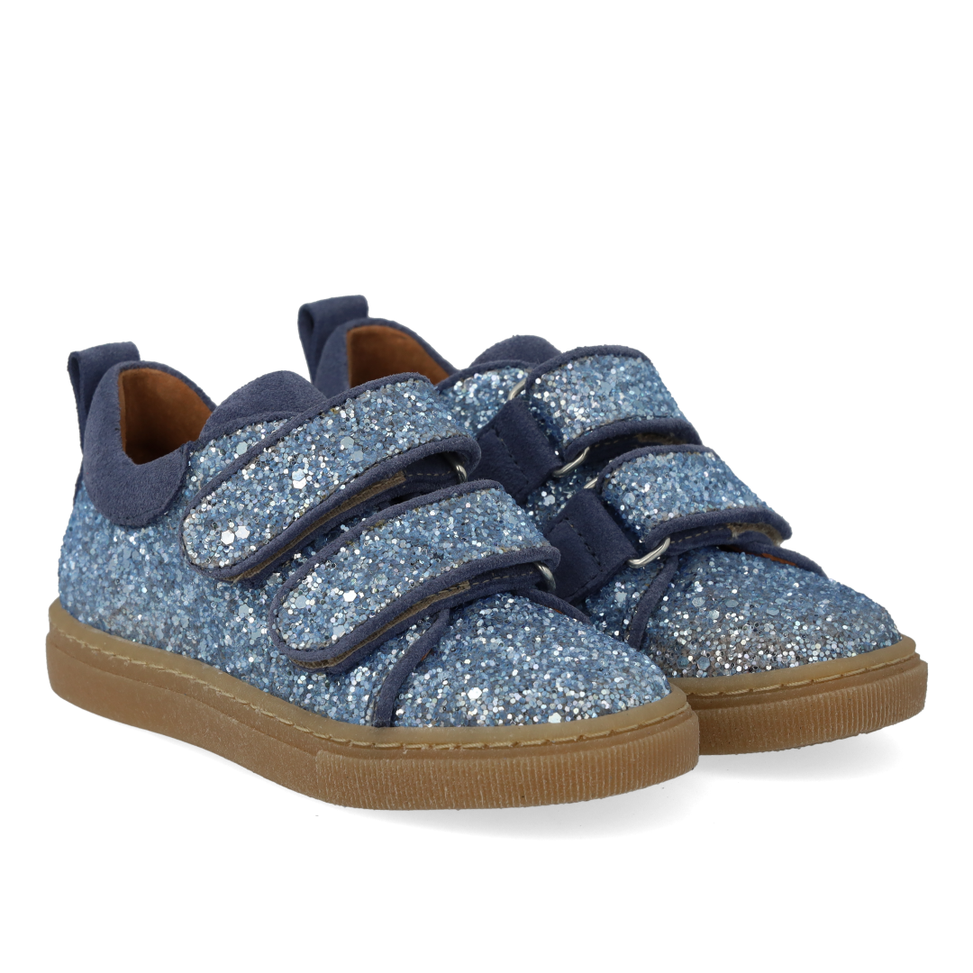 Funkelnde Glitzer-Sneaker mit Wildlederkanten