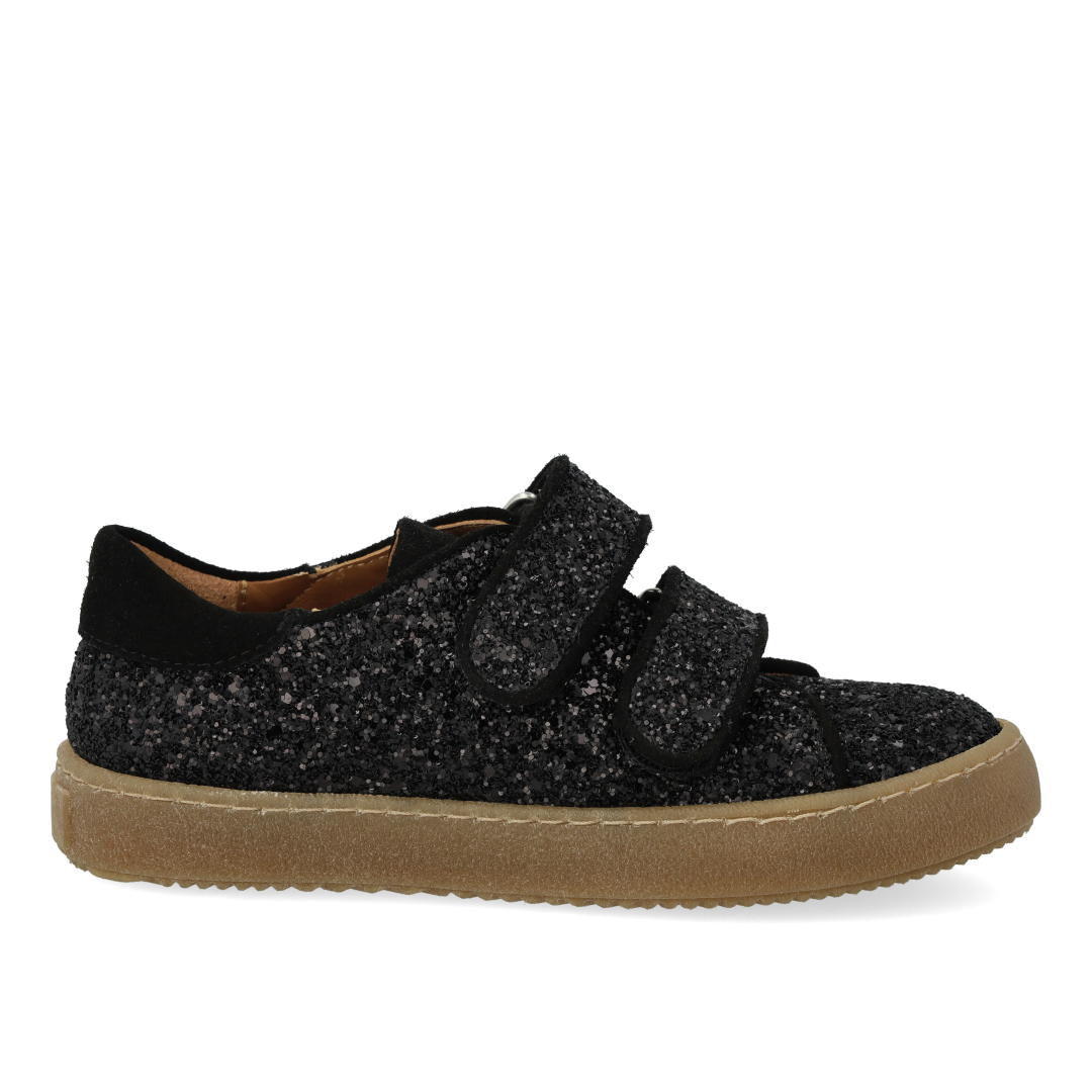 Sportliche Klett-Sneaker in funkelndem Glitzer