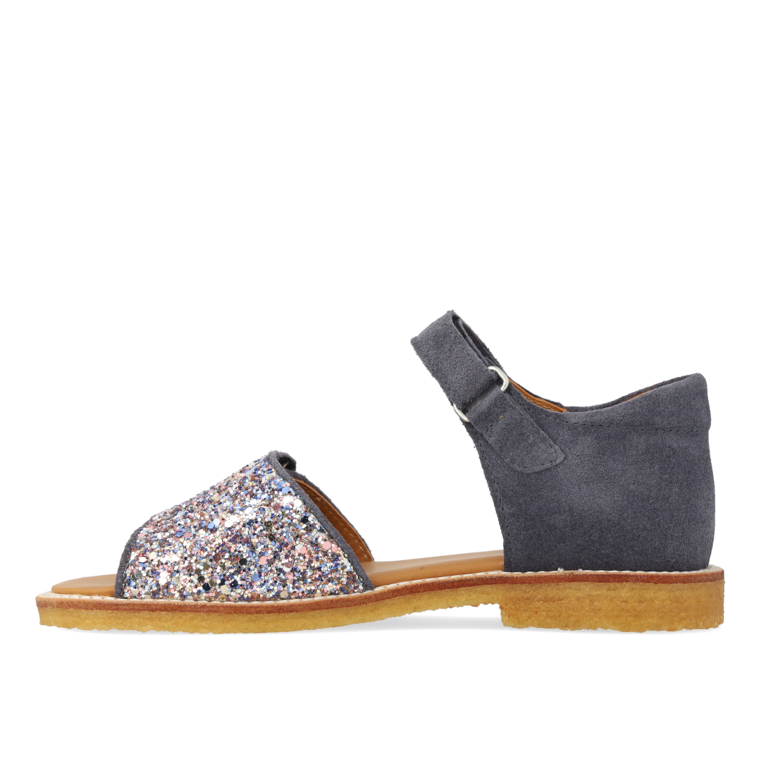 Verstellbare Ledersandale mit funkelndem Glitzer