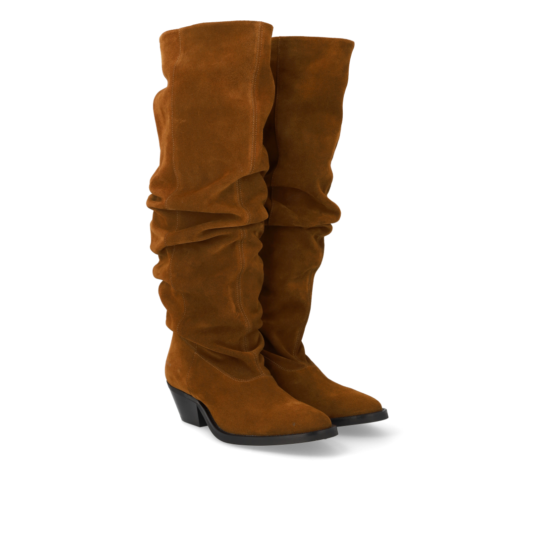 Langschaftiger Wildlederstiefel mit Falteneffekt