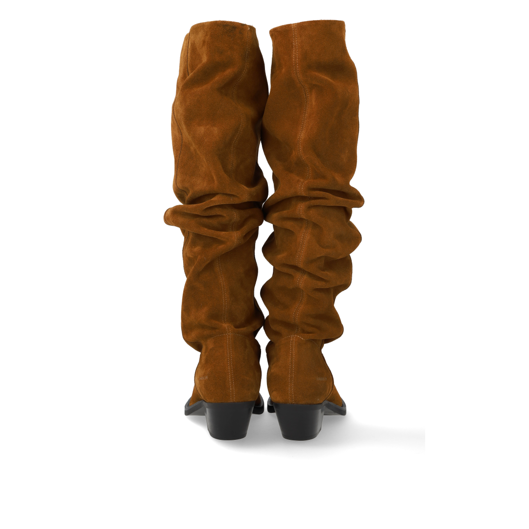 Langschaftiger Wildlederstiefel mit Falteneffekt