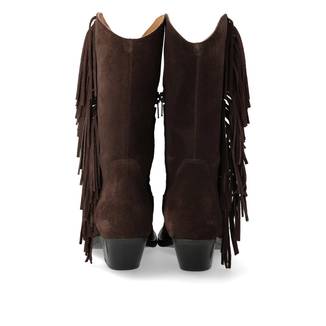 Cowboystiefel mit geschwungenem Schaft und Fransen