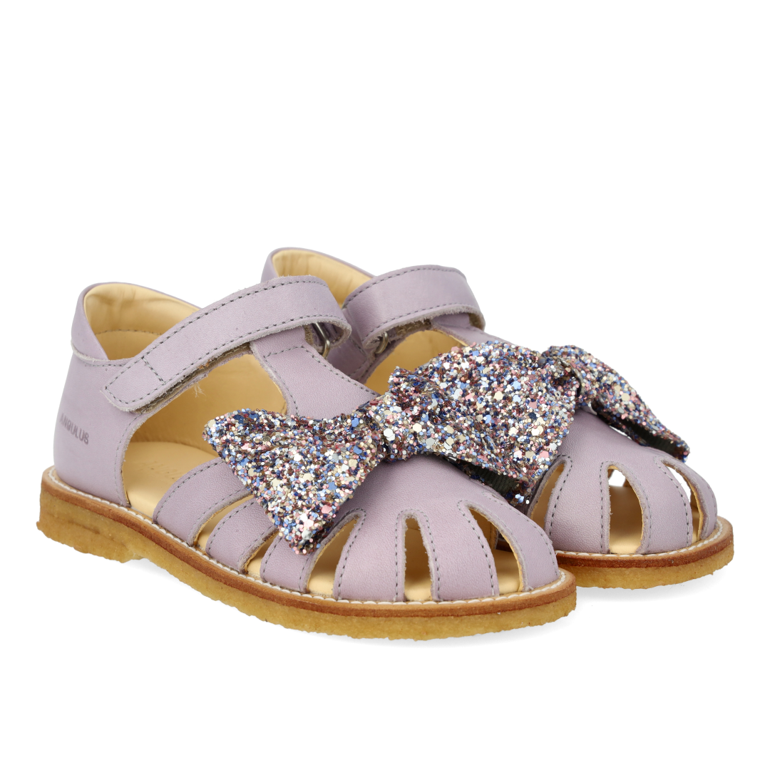 Sandalette mit Glitzerschleife und Klettverschluss