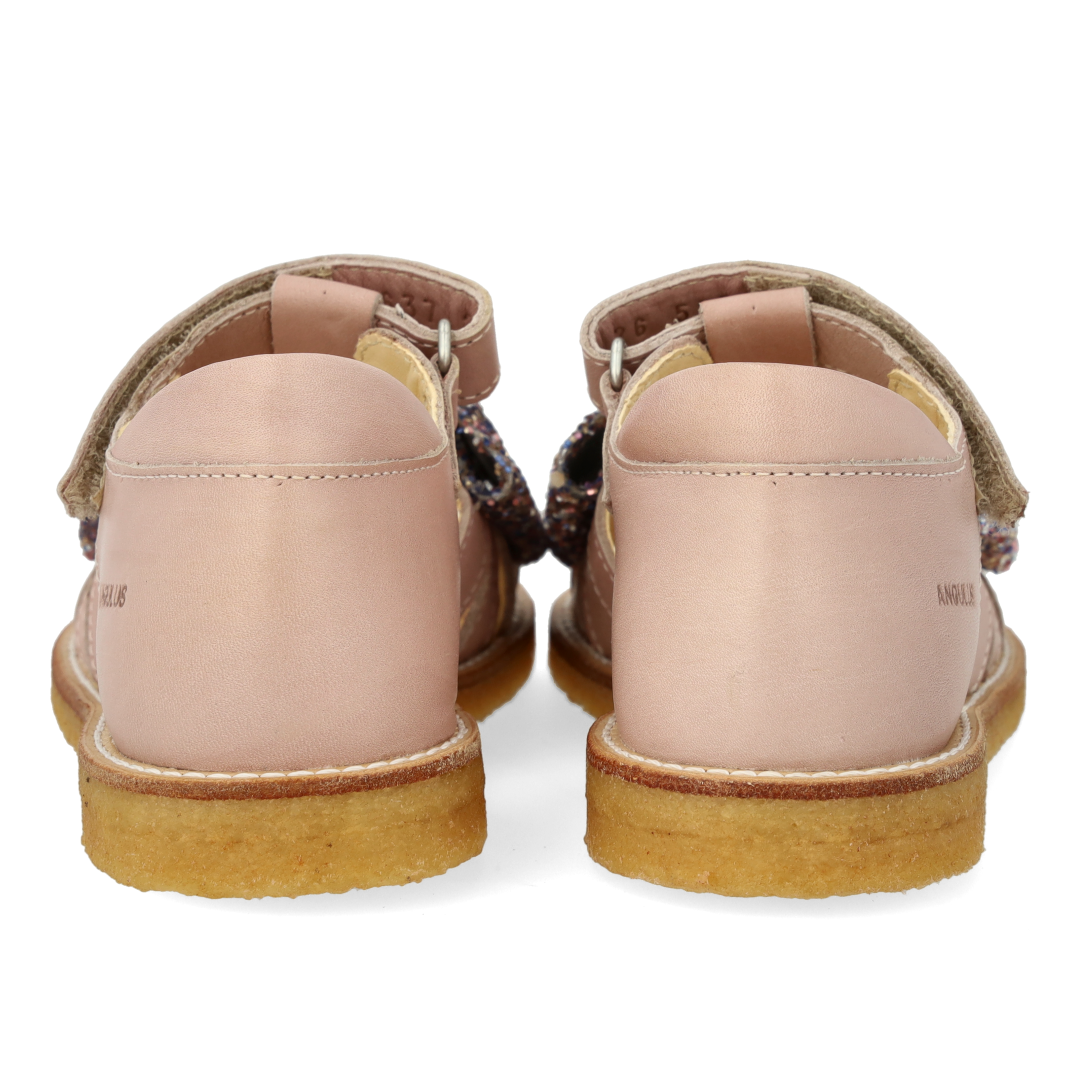 Sandalette mit Glitzerschleife und Klettverschluss