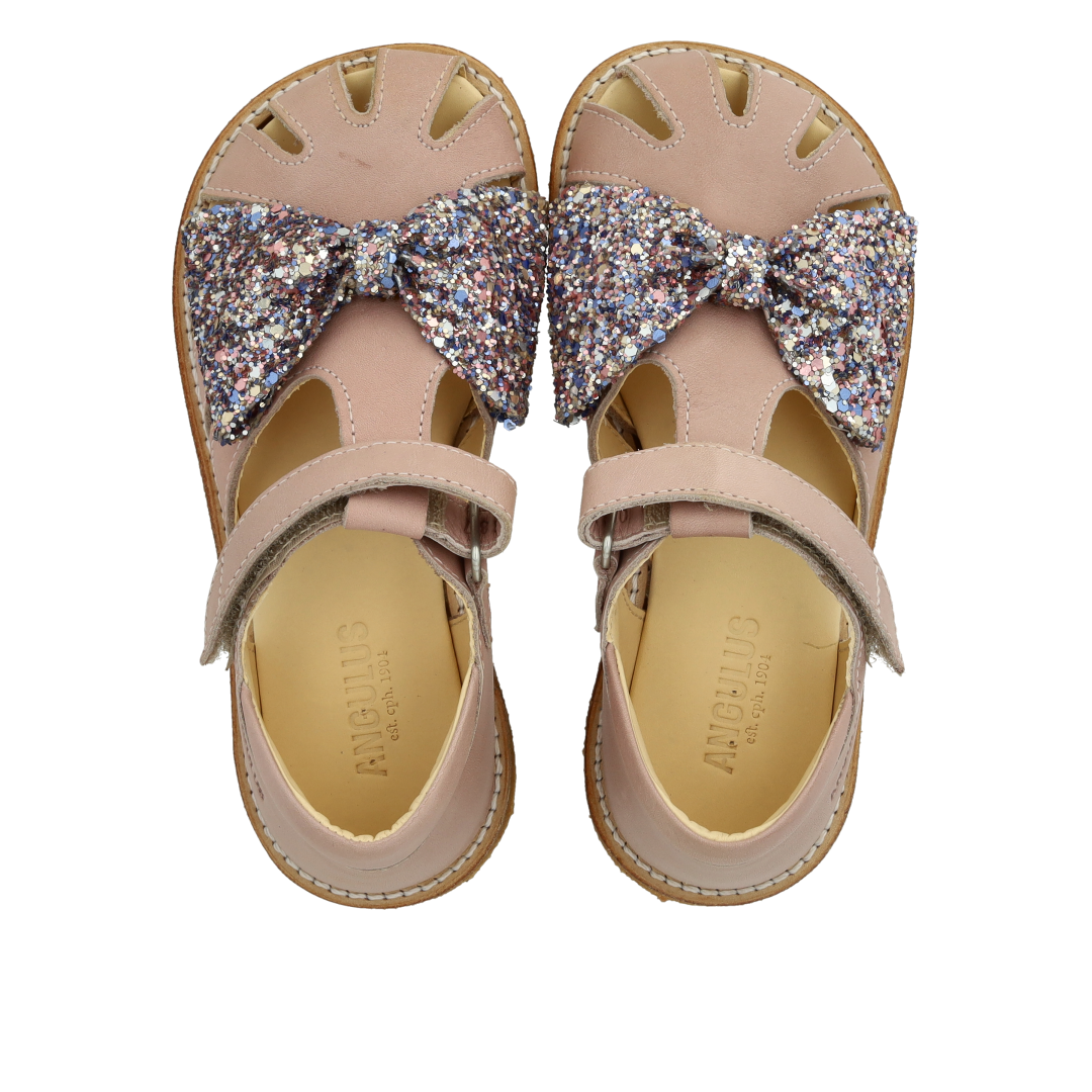 Sandalette mit Glitzerschleife und Klettverschluss