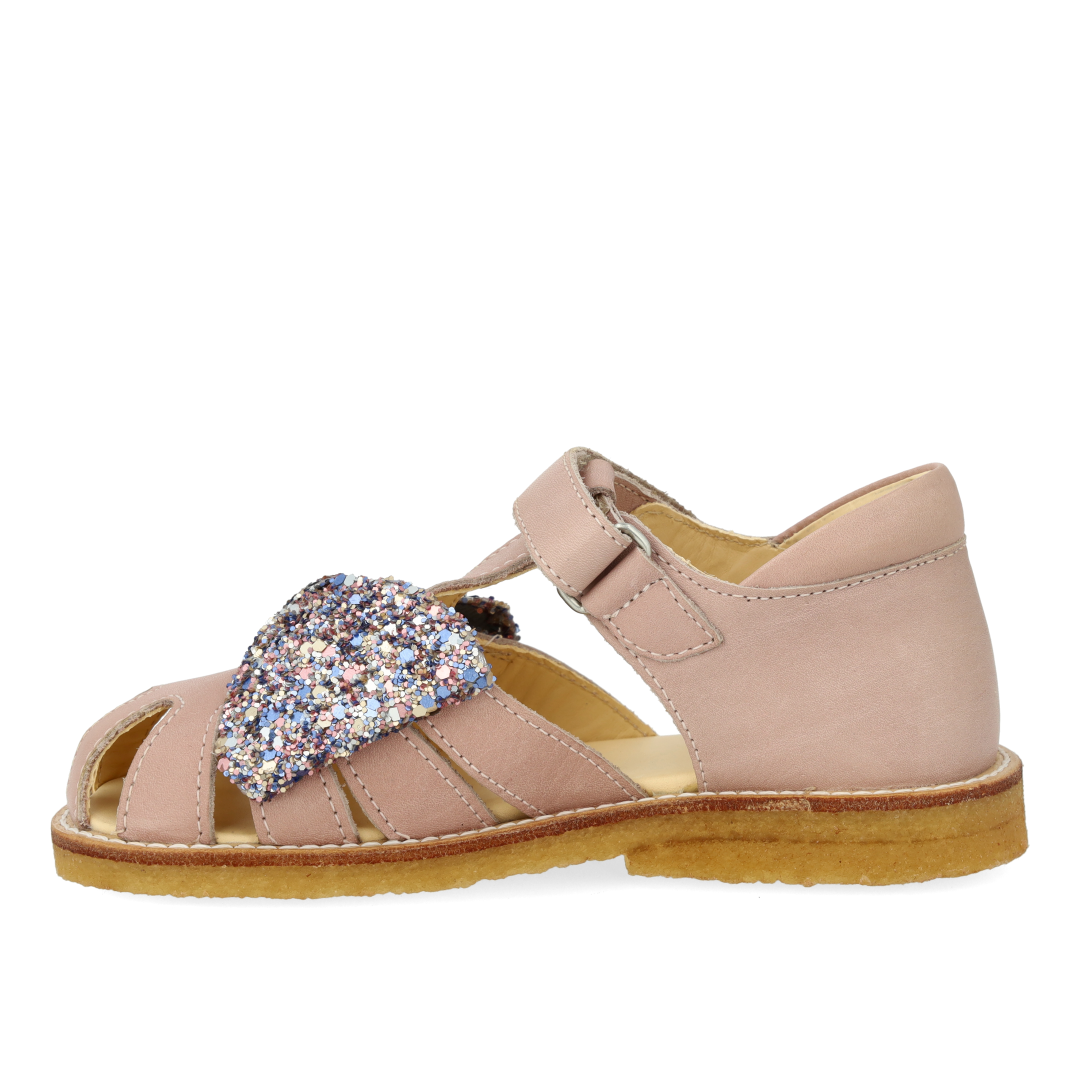 Sandalette mit Glitzerschleife und Klettverschluss