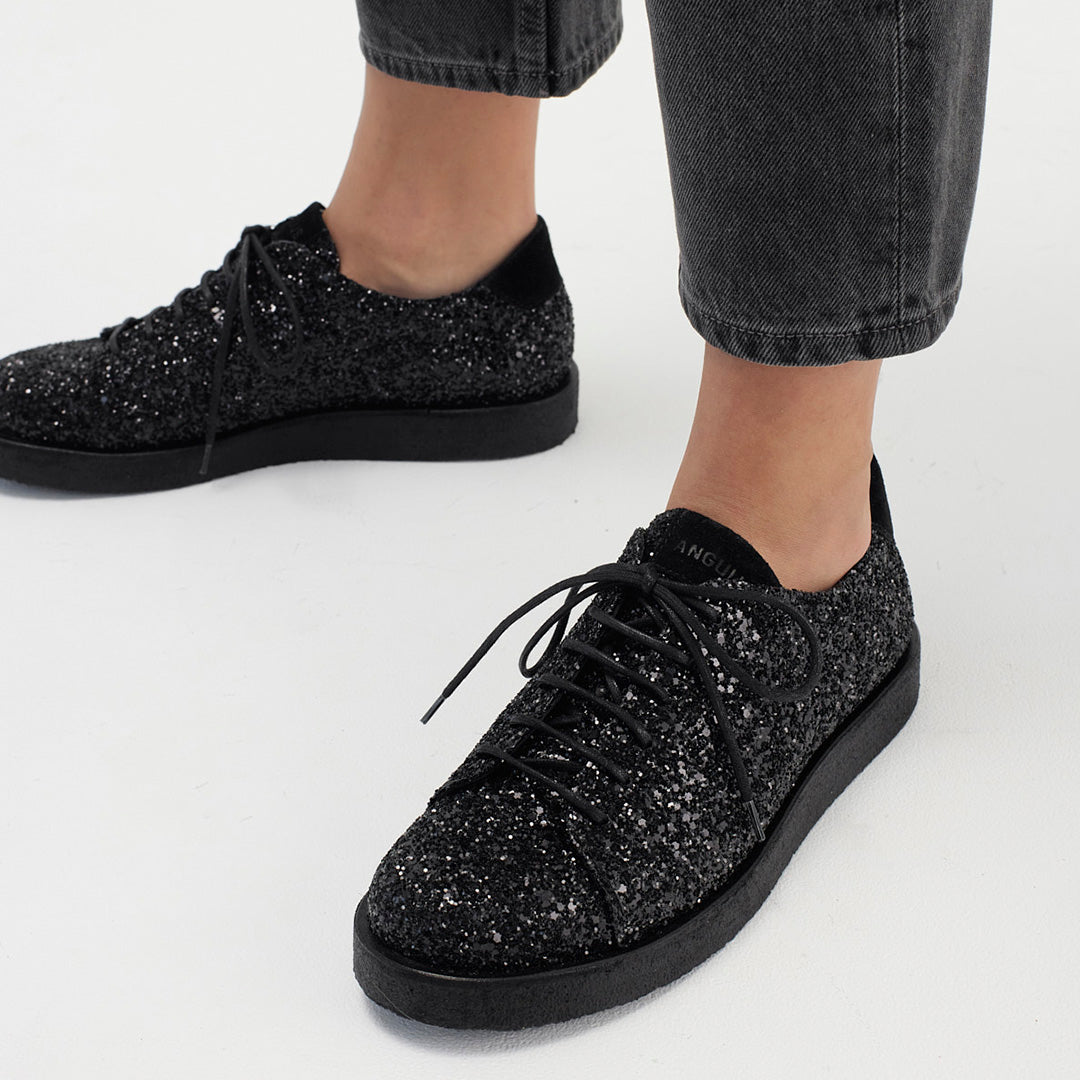 sneaker i glitzer mit plateausohle