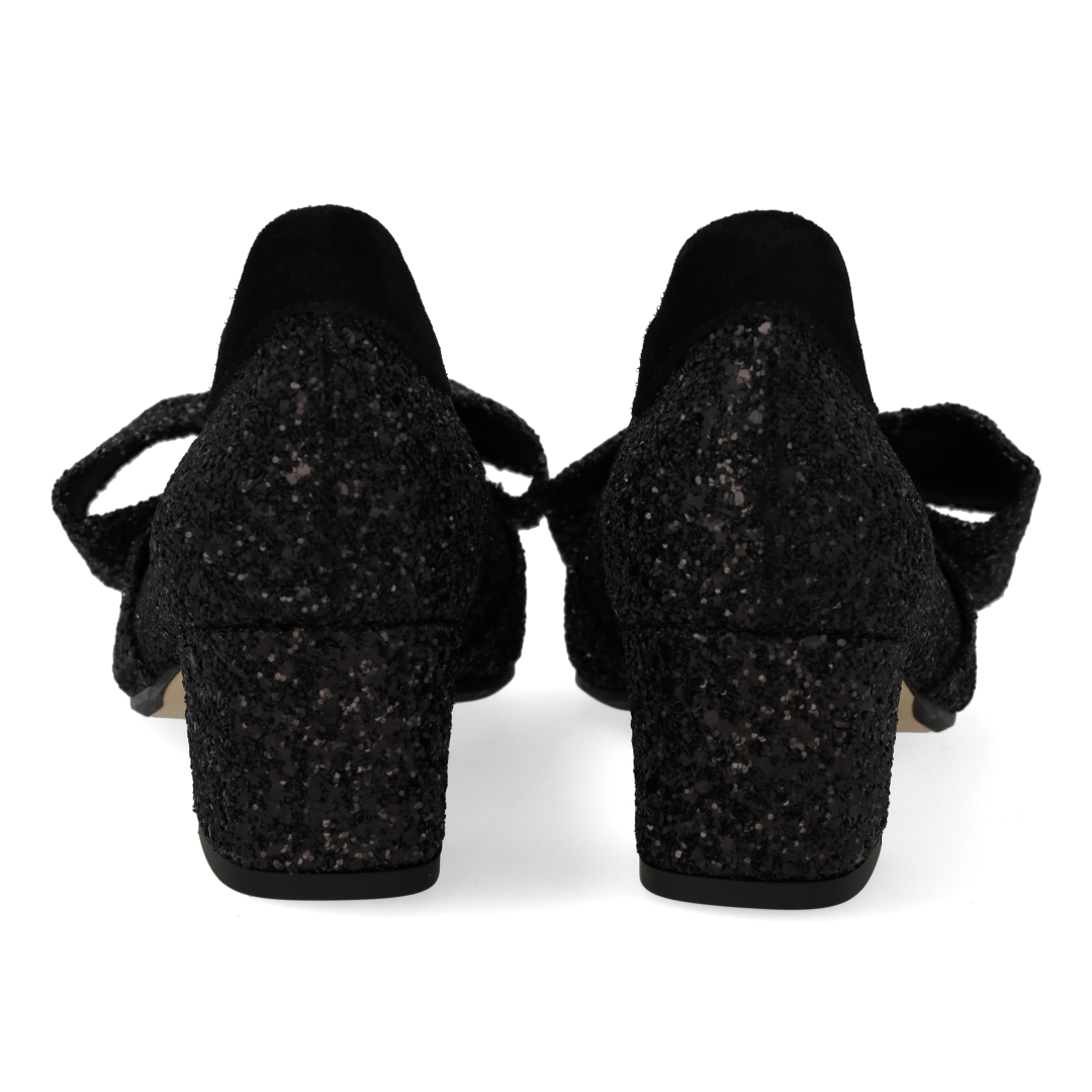 Pumps mit Schleife in funkelndem Glitzer