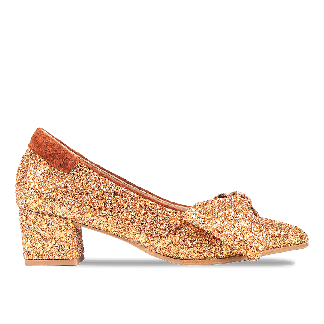Pumps mit Schleife in funkelndem Glitzer
