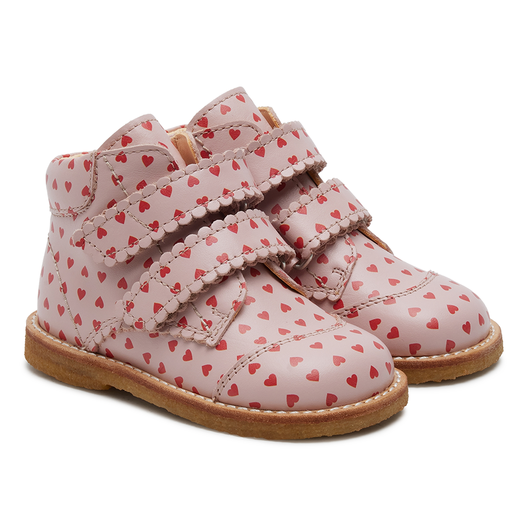 Anfängerschuhe mit Herzprint und Klettverschluss