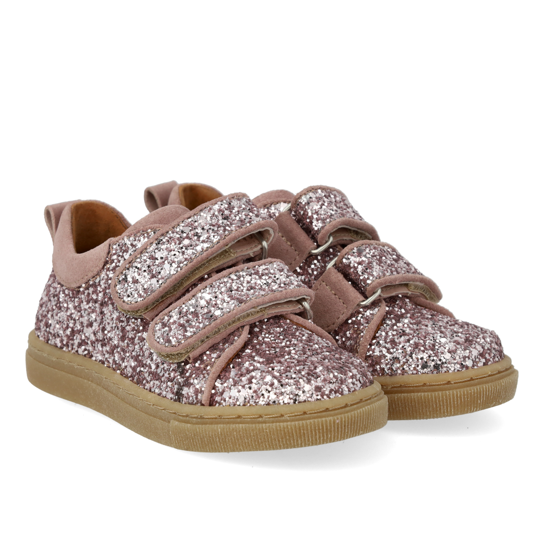 Funkelnde Glitzer-Sneaker mit Wildlederkanten