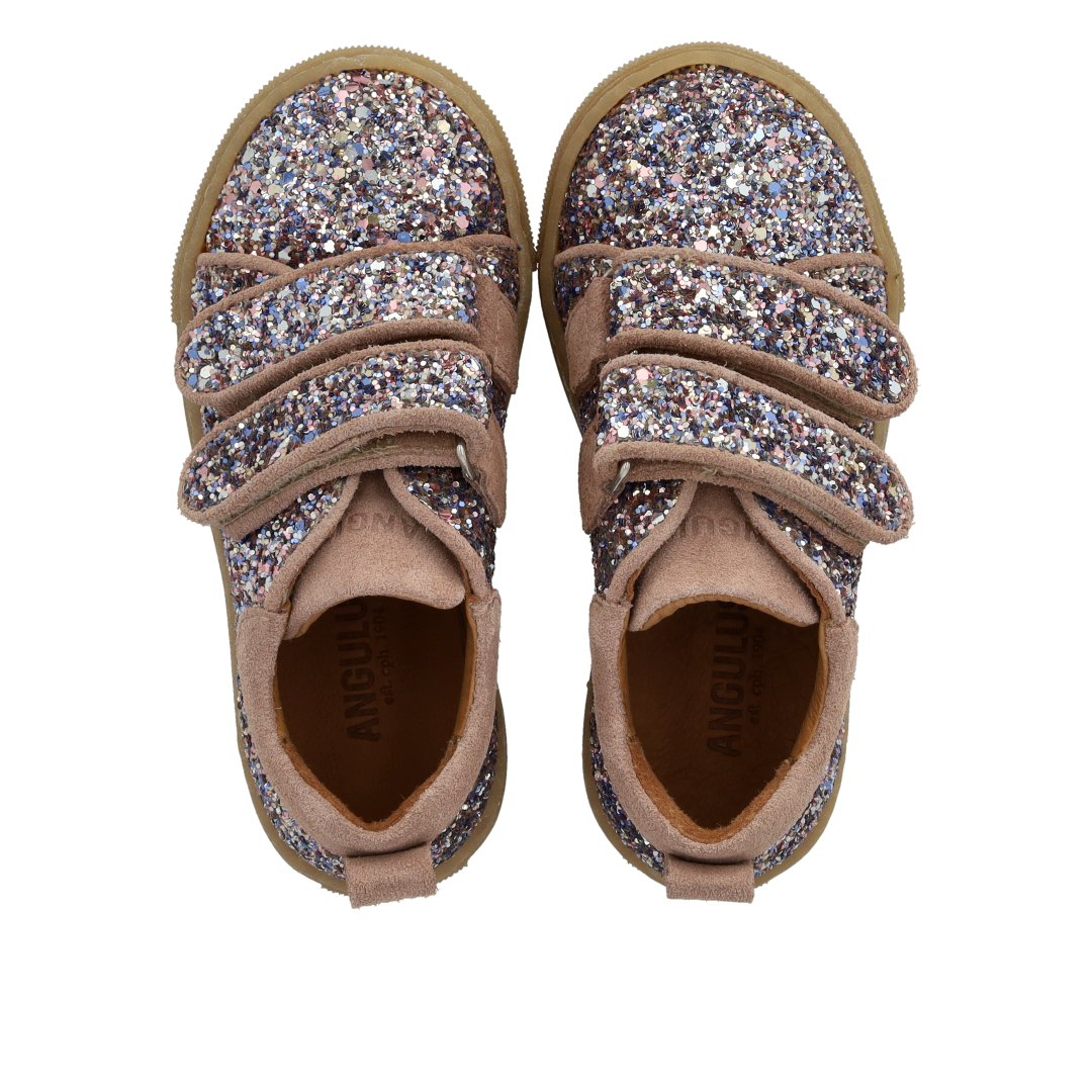 Funkelnde Glitzer-Sneaker mit Wildlederbesatz