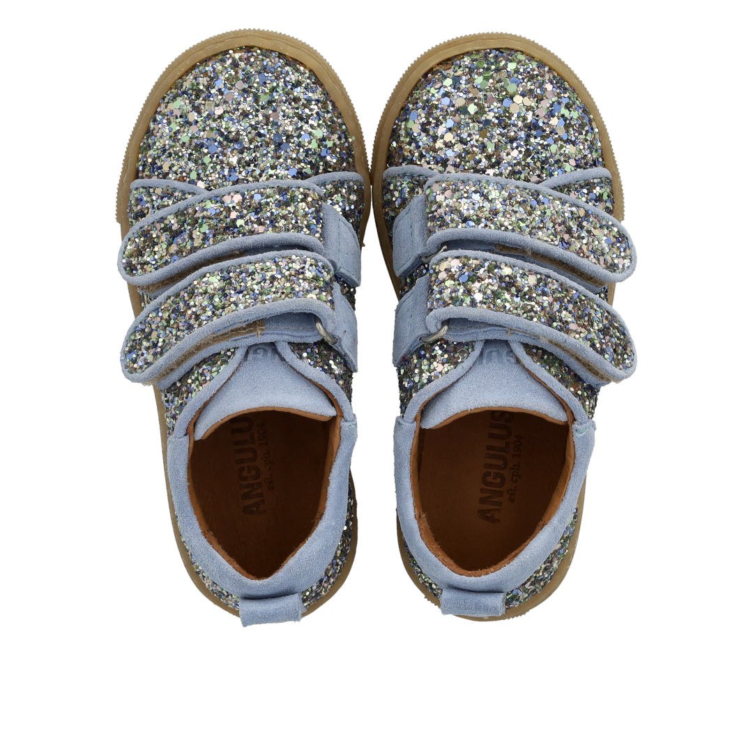 Funkelnde Glitzer-Sneaker mit Wildlederbesatz