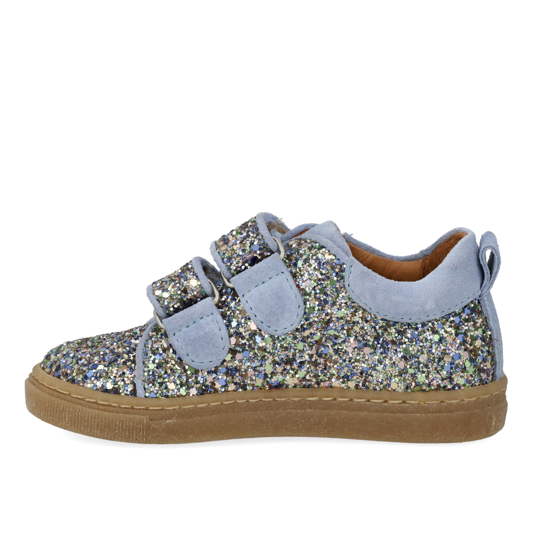 Funkelnde Glitzer-Sneaker mit Wildlederbesatz