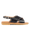 Sandale mit überkreuzten Riemen, Ziernähten und Schnalle