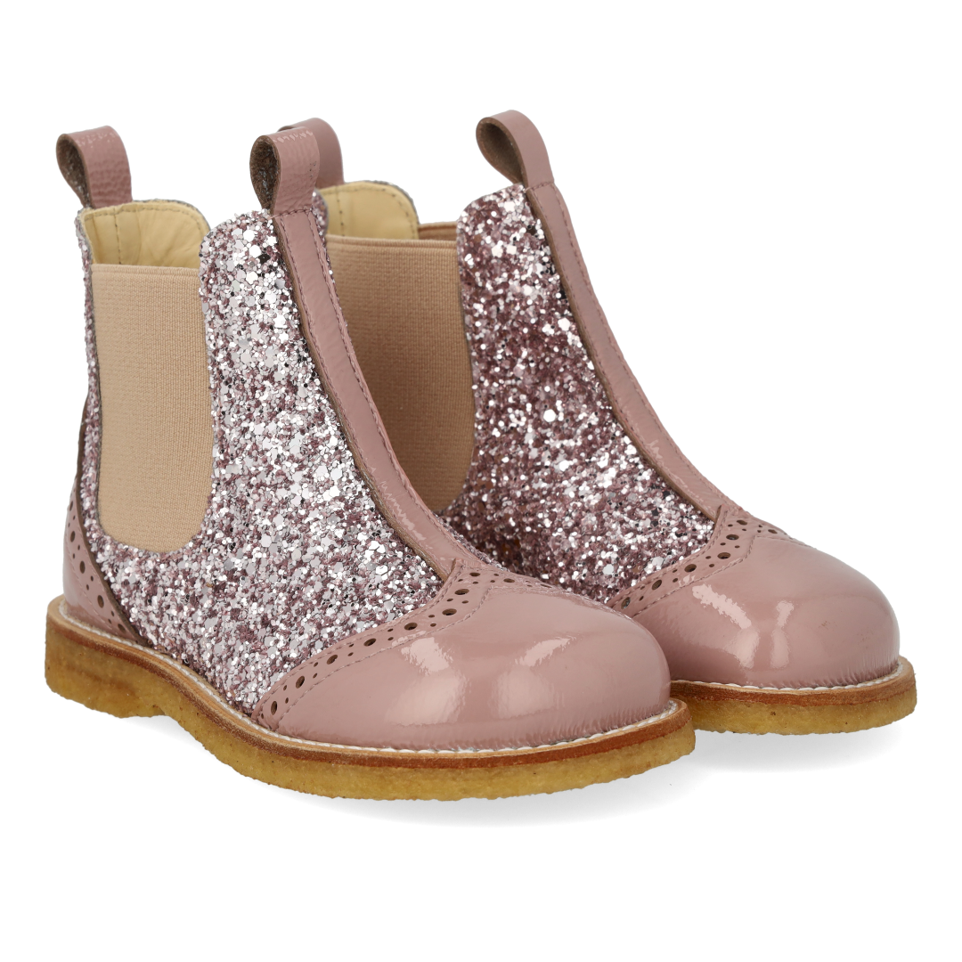 Chelsea-Stiefel mit Glitzer und Brogue-Details