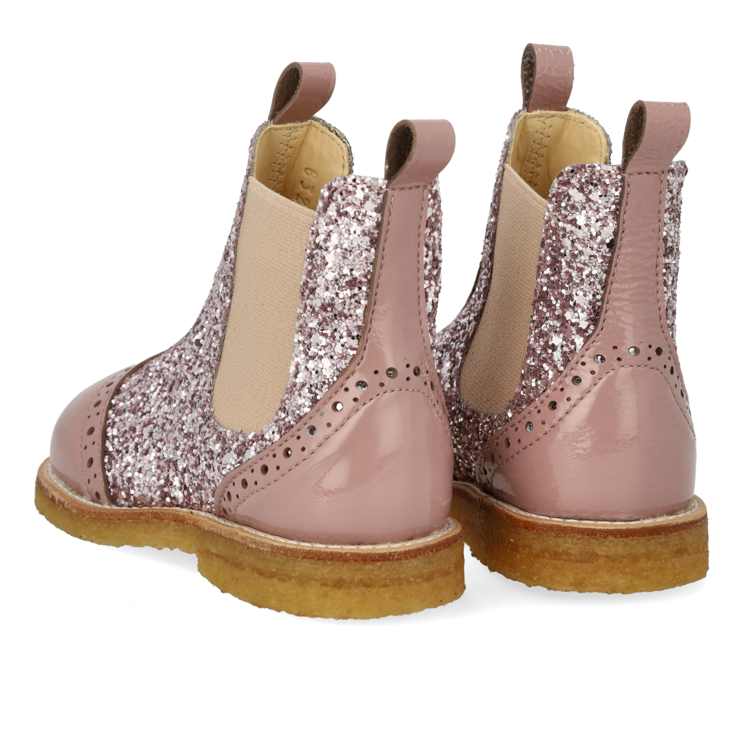 Chelsea-Stiefel mit Glitzer und Brogue-Details