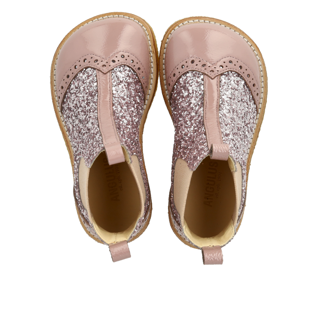 Chelsea-Stiefel mit Glitzer und Brogue-Details