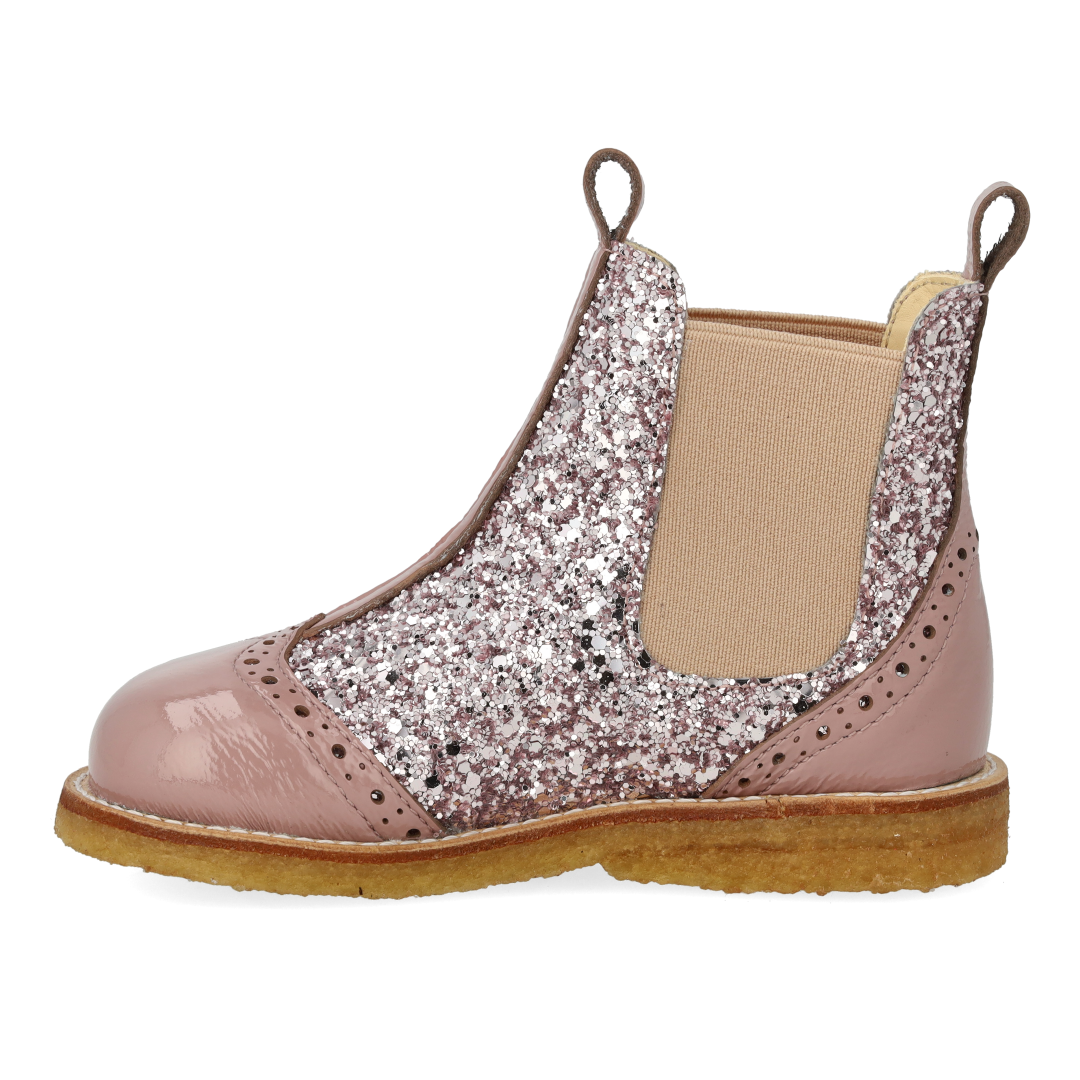 Chelsea-Stiefel mit Glitzer und Brogue-Details