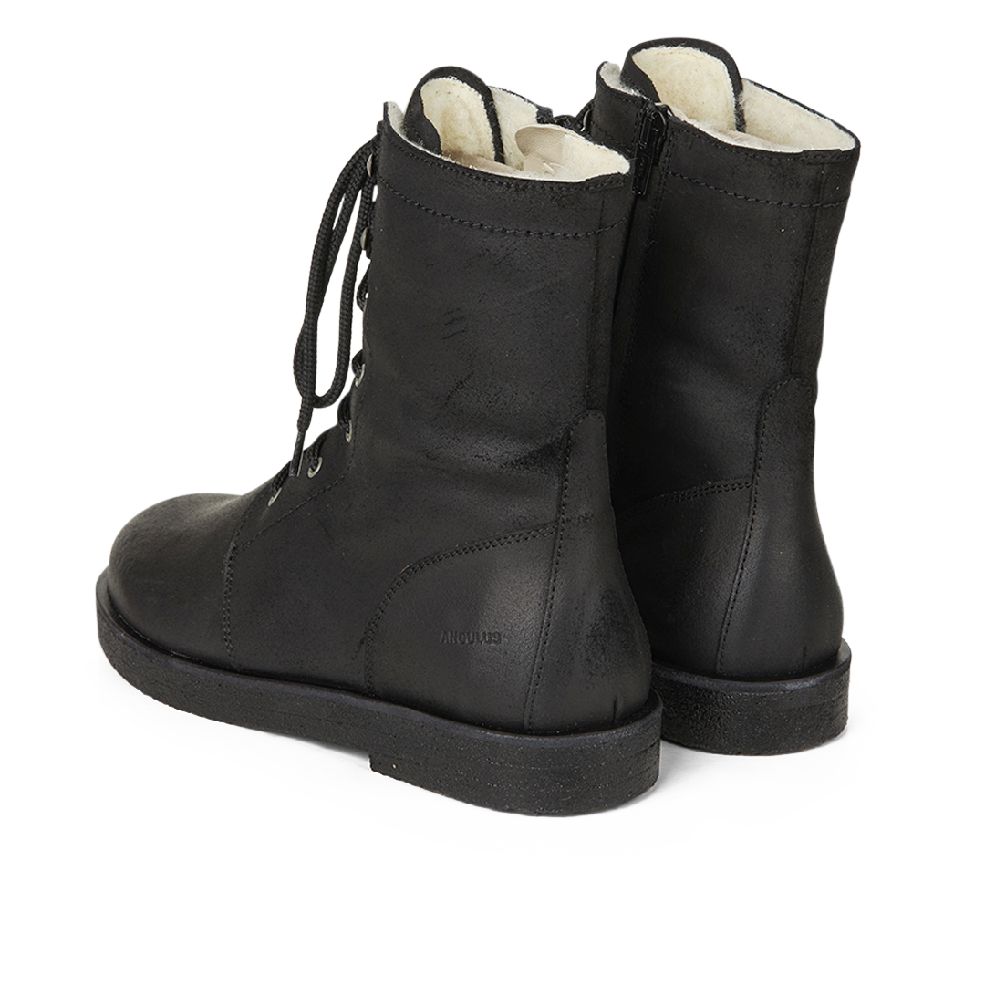 Schnürstiefel mit Wollfutter und Reißverschluss