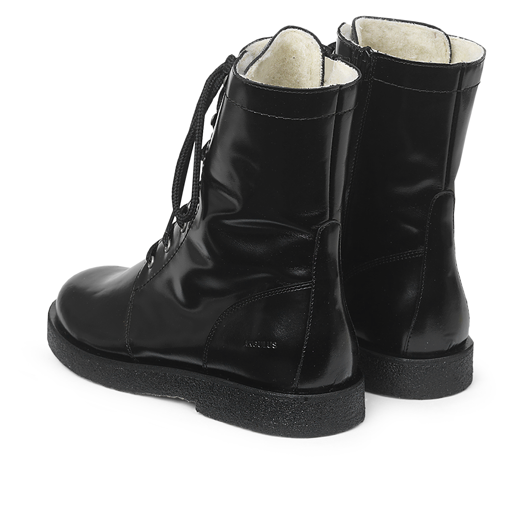 Schnürstiefel mit Wollfutter und Reißverschluss