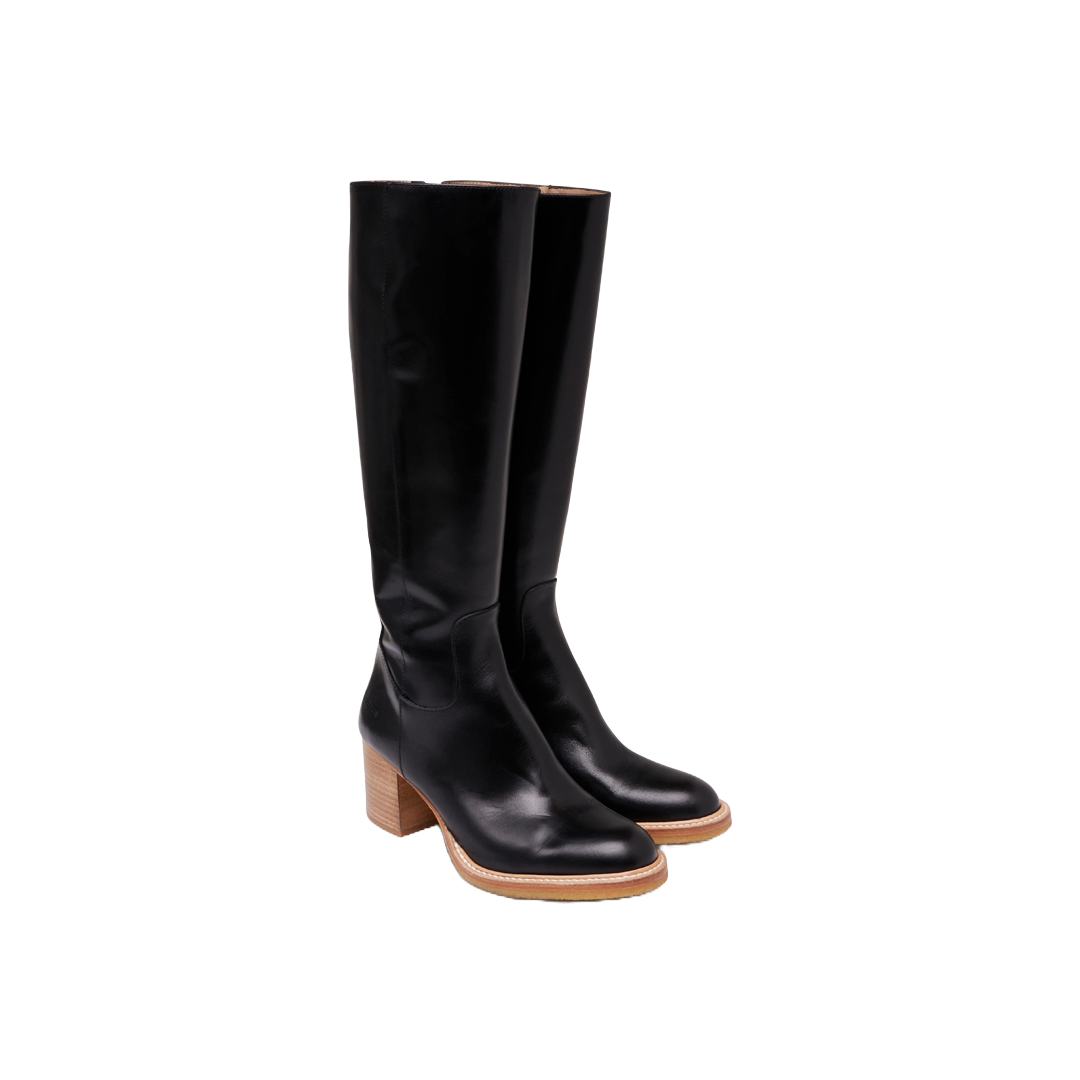 70er-inspirierter langschaftiger lederstiefel