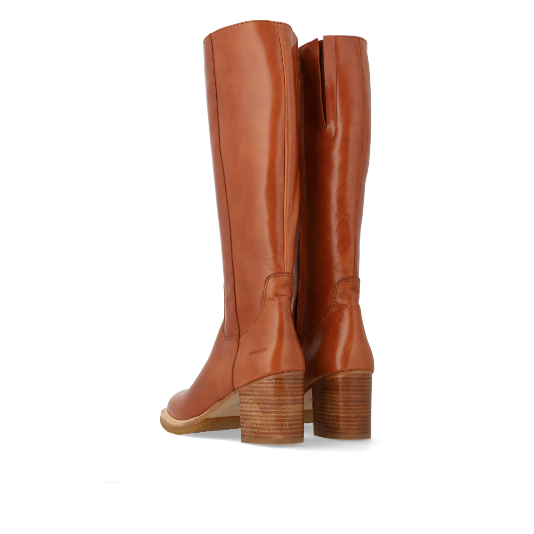 70er-inspirierter Lederstiefel mit langem Schaft