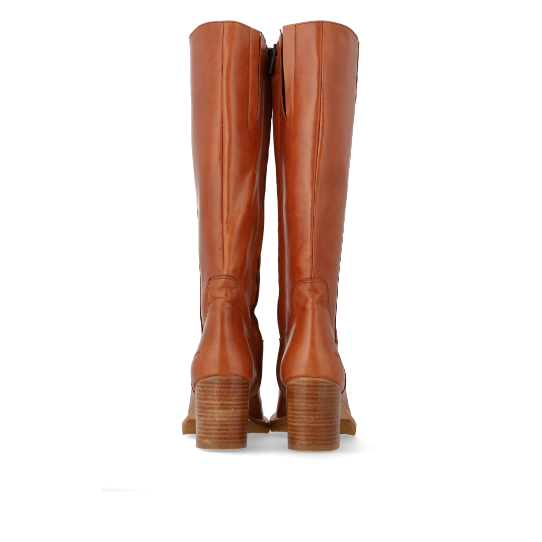 70er-inspirierter Lederstiefel mit langem Schaft
