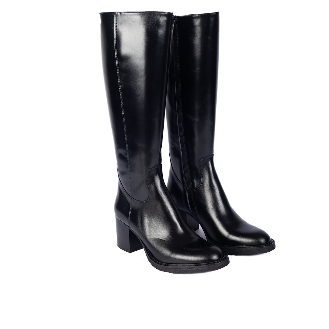 70er-inspirierter lederstiefel mit hohem schaft