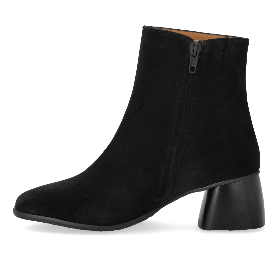 Stiefelette mit skulpturalem schwarzen Holzabsatz