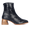 Handgeflochtene Lederstiefelette mit skulpturalem Blockabsatz