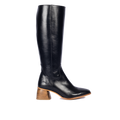 Stiefel mit langem Schaft und skulpturalem Blockabsatz