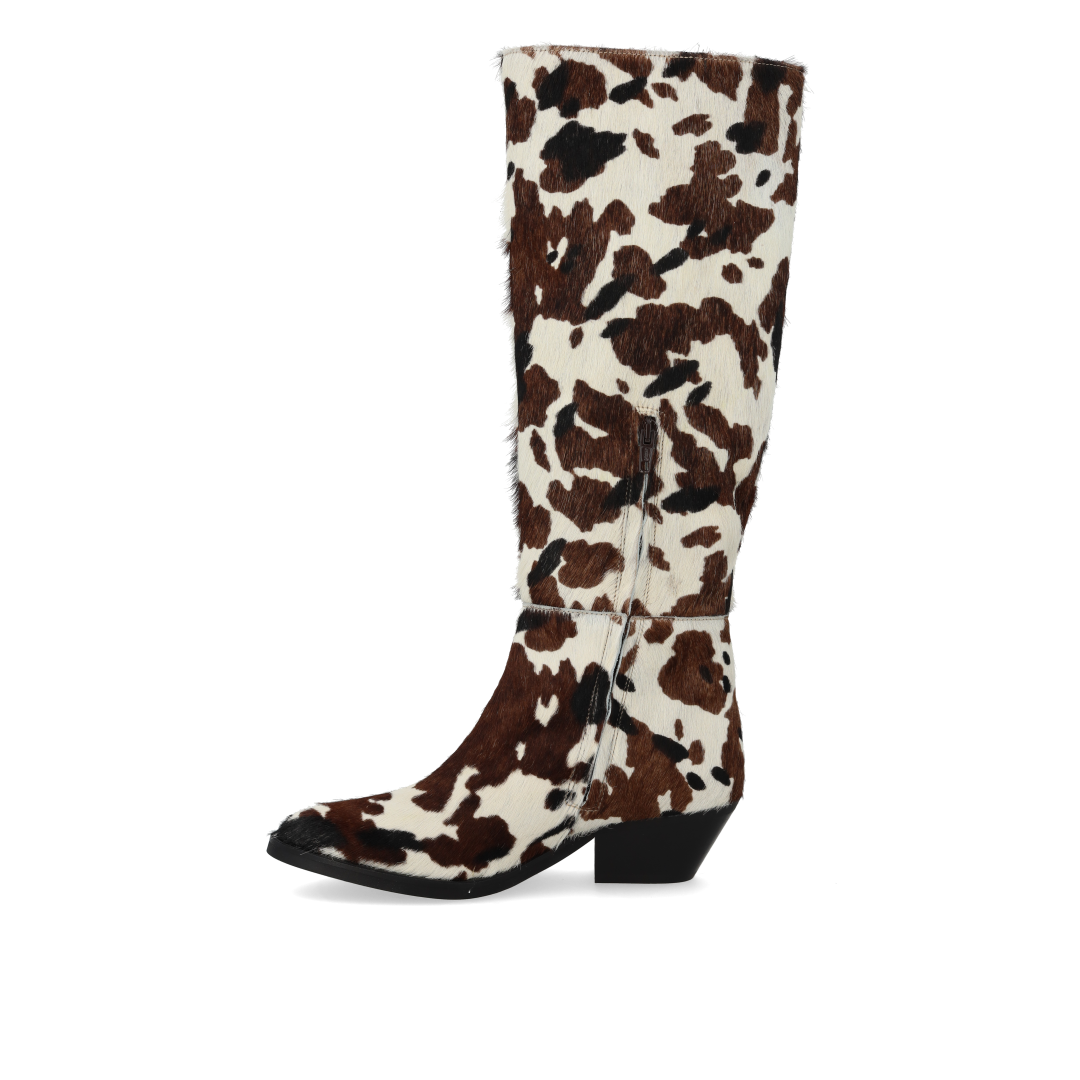 Langschaftstiefel aus gemustertem Ponyfell