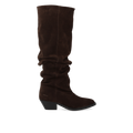 Langschaftiger Wildlederstiefel mit Raffung
