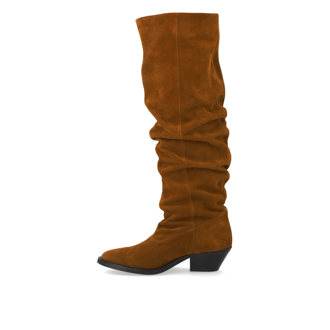 Langschaftiger Wildlederstiefel mit Falteneffekt
