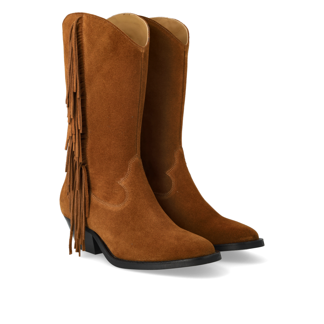 Cowboystiefel mit geschwungenem Schaft und Fransen
