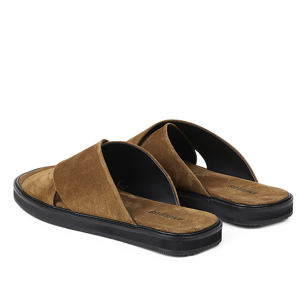 Slip-on gekreuzte Ledersandale